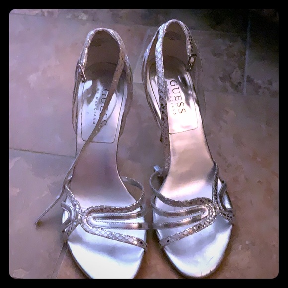 Guess by Marciano size 5.5 heels-Silver - Picture 1 of 5